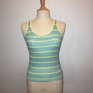 b+ab scoop neck racer back tank top in striped jersey in mit and neon lemon NWT